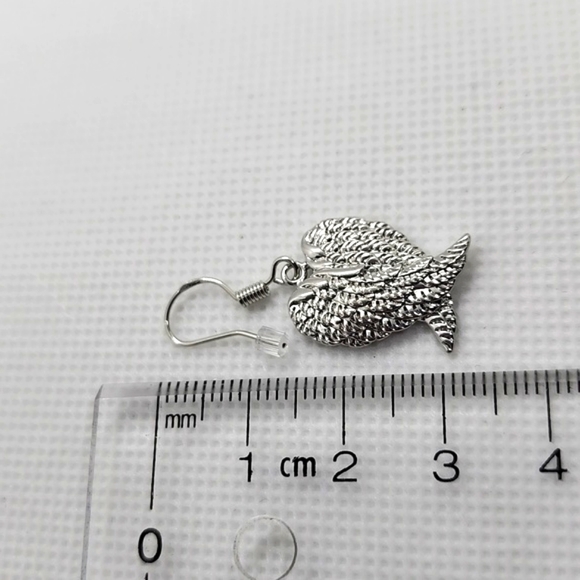 925 Silver Plated Angel Wing Earrings - Picture 8 of 10